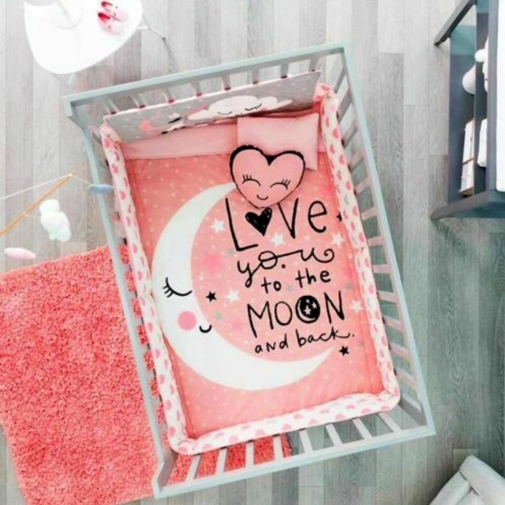 New Coral Pink Luna Crib Bedding Set
